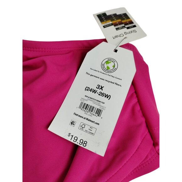 Time and Tru Womens 3X Ruched U Wire Bikini Top Summer Fuchsia - Picture 6 of 8